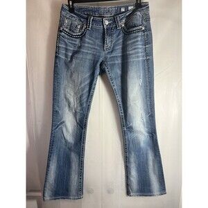 Miss Me Mid Rise Distressed Easy Boot Jeans Women's Size 29 x Inseam 31